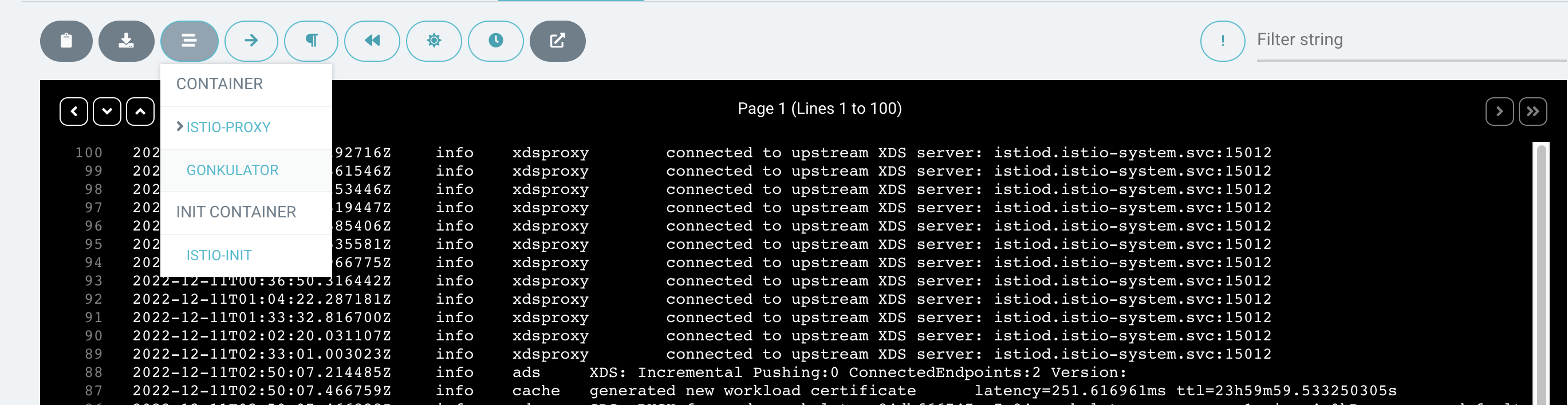 Log Screenshot