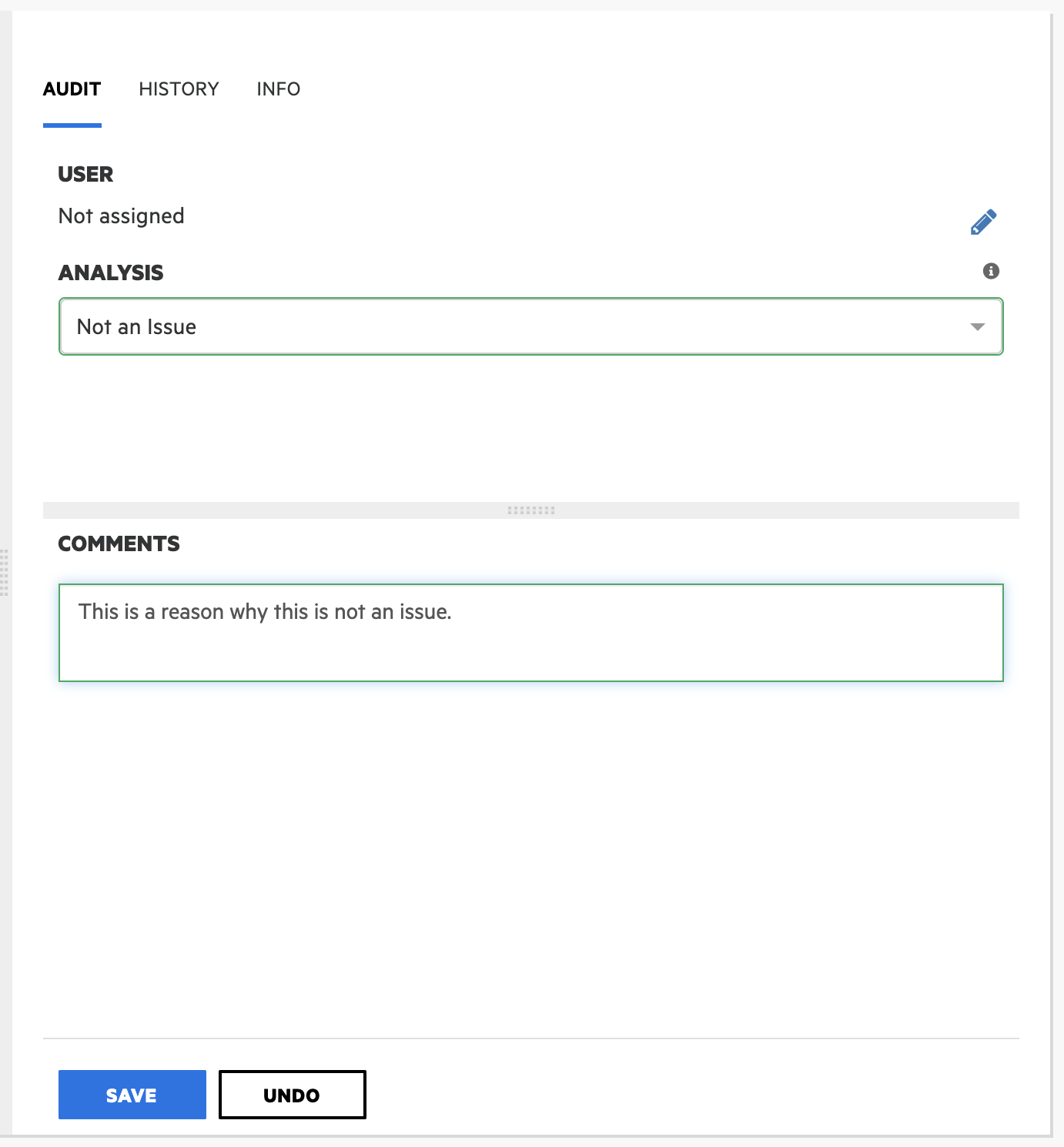 Example of a Fortify comment